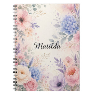 Pastel Waterverf Bloemetuin Elegant Botanisch Notitieboek