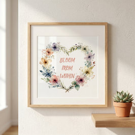Pastel Waterverf Bloemhartkrans Bloei Citaat Poster