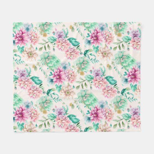  pastel Waterverf bloemig Fleece Deken (Voorkant (Horizontaal))