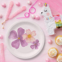 Pastel Waterverf Bloemige Bloesem Feest Papieren B Bordje