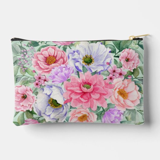  pastel Waterverf bloemige cosmetische tas (Achterkant)