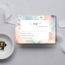 Pastel Waterverf Bloemige Elegante Trouw RSVP Kaar