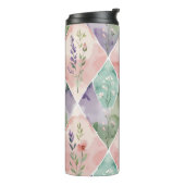 Pastel Waterverf Bloemige Patchwork Thermosbeker (Gedraaid links)