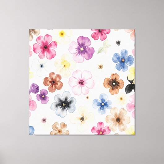 Pastel Waterverf Bloemmotief Canvas Afdruk (Voorkant)