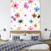 Pastel Waterverf Bloemmotief Canvas Afdruk (Insitu (Slaapkamer))