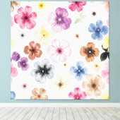 Pastel Waterverf Bloemmotief Canvas Afdruk (Insitu (Houten vloer))