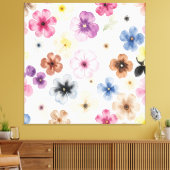 Pastel Waterverf Bloemmotief Canvas Afdruk (Insitu (Woonkamer))