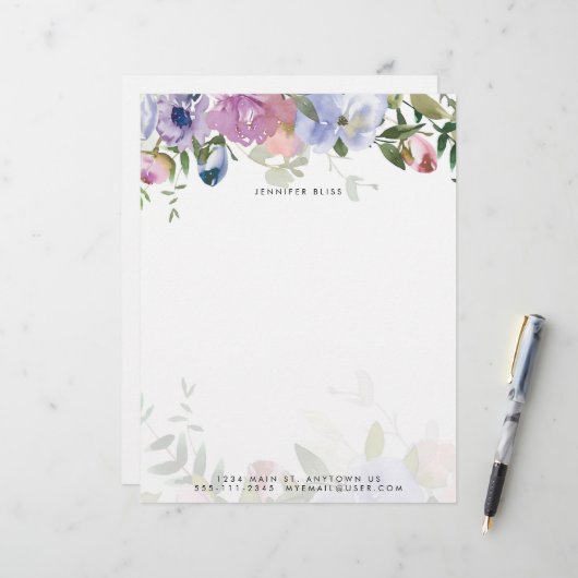 Pastel waterverf bloemstuk gepersonaliseerd (Voorkant / Achterkant in situ)