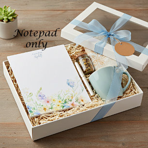 Pastel waterverf bloemstuk gepersonaliseerd notitieblok