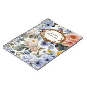 Pastel Waterverf Bloesems met Goud Lijst Notitieboek (Linkerzijde)