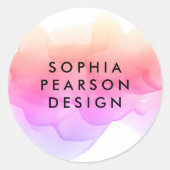 Pastel Waterverf Blot Ronde Sticker (Voorkant)