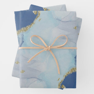 Pastel Waterverf Blue Abstract marmer Patroon Inpakpapier Vel