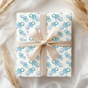 Pastel Waterverf Blue Baby Boy Pacifier Cadeaupapier