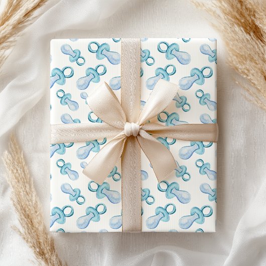 Pastel Waterverf Blue Baby Boy Pacifier Cadeaupapier
