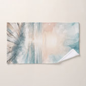 Pastel Waterverf Blue Beach Ocean Waves Wood Bad Handdoek (Handdoek)