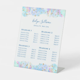 Pastel Waterverf Blue Glitter Beauty Salon Reclamebord Met Voetstuk