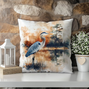 Pastel Waterverf Blue Heron Louisiana State Kussen