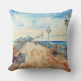 PASTEL WATERVERF BOARDWALK EN STRAND KUSSEN