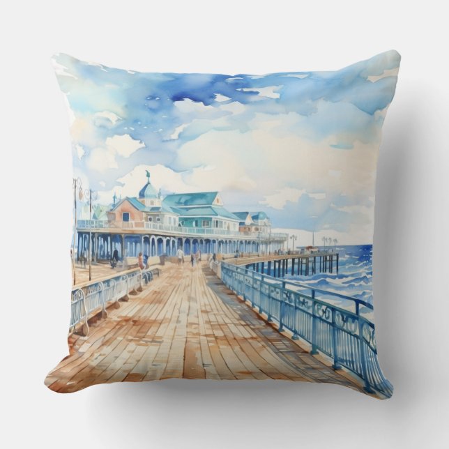  PASTEL WATERVERF BOARDWALK EN STRAND KUSSEN (Voorkant)