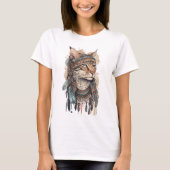 PASTEL WATERVERF BOHO CAT MET VETTEN T-SHIRT (Voorkant)