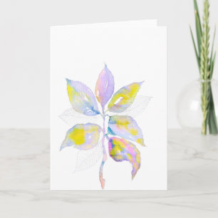Pastel Waterverf Botanische Bladeren Illustratie Kaart