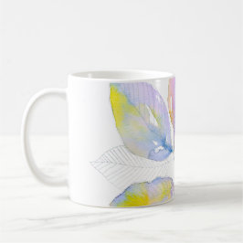 Pastel Waterverf Botanische Bladeren Illustratie Koffiemok