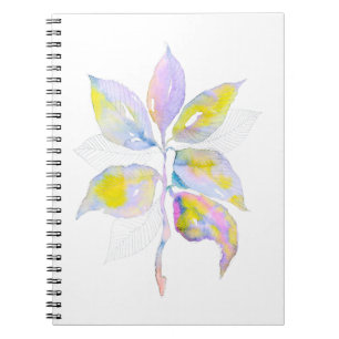 Pastel Waterverf Botanische Bladeren Illustratie Notitieboek