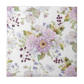 Pastel Waterverf Botanische Wilde Bloem Keramiek Tegeltje (Voorkant)