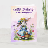  Pastel Waterverf Bunny Christelijk Pasen Feestdagen Kaart (Voorkant)