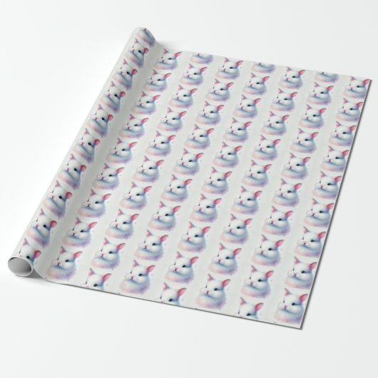 Pastel Waterverf Bunny Easter Wrapping Paper Cadeaupapier (Uitgerold)