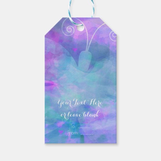 Pastel Waterverf Butterfly - Aangepaste feestkleur Cadeaulabel (Voorkant)