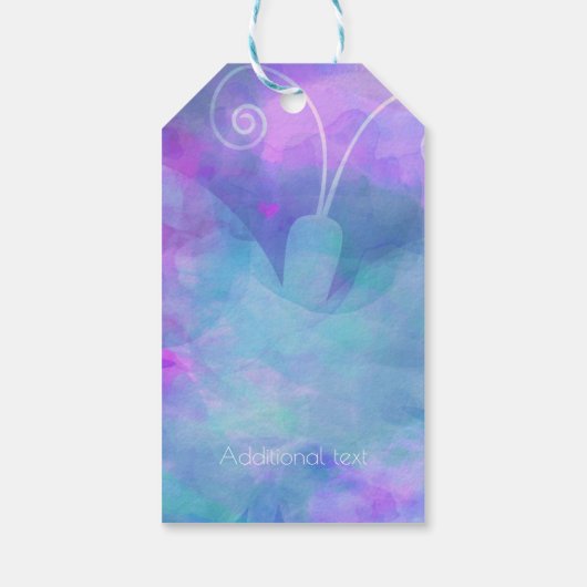 Pastel Waterverf Butterfly - Aangepaste feestkleur Cadeaulabel (Achterkant)