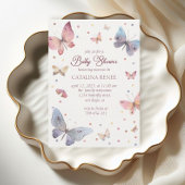 Pastel Waterverf Butterfly Baby shower Kaart