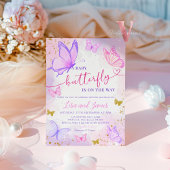 Pastel Waterverf Butterfly Baby shower Uitnodiging