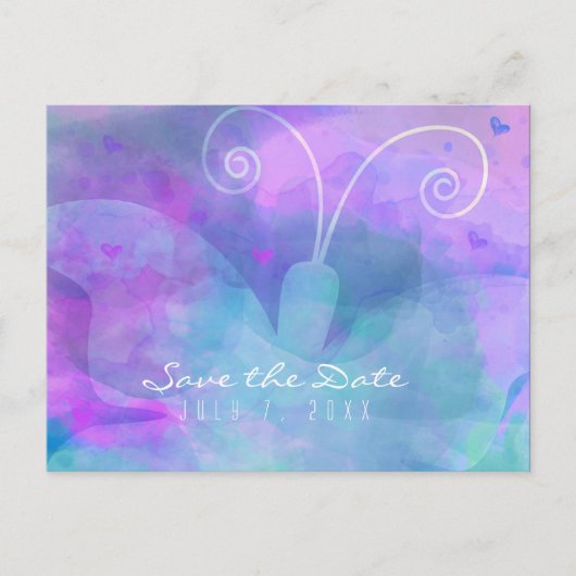Pastel Waterverf Butterfly Party Save the Date Aankondigingskaart (Voorkant)
