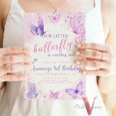 Pastel Waterverf Butterfly Verjaardagsuitnodiging Kaart