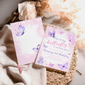 Pastel Waterverf Butterfly Verjaardagsuitnodiging Kaart