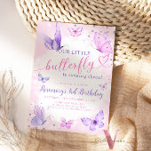 Pastel Waterverf Butterfly Verjaardagsuitnodiging Kaart