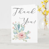 Pastel Waterverf Cactus Bedankt Kaart (Gele Bloem)