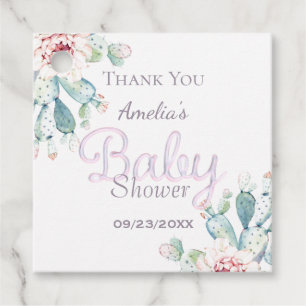 Pastel Waterverf Cactus Roze Baby shower Bedankjes Labels