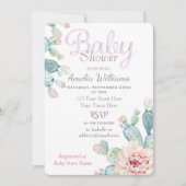 Pastel Waterverf Cactus Roze Baby shower Kaart (Voorkant)