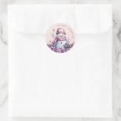Pastel Waterverf Christmas Snowman Ronde Sticker (Tas)