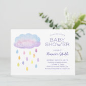 Pastel Waterverf Cloud Raindrops Baby shower Kaart (Staand voorkant)