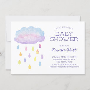 Pastel Waterverf Cloud Raindrops Baby shower Kaart