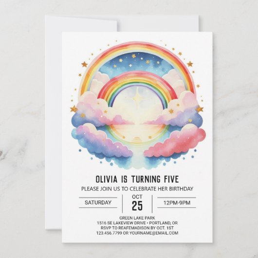 Pastel Waterverf Clouds Meisje Verjaardag Kaart (Voorkant)