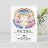 Pastel Waterverf Clouds Meisje Verjaardag Kaart (Staand voorkant)