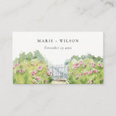Pastel Waterverf Cottage Garden Weddenschap Websit Informatiekaartje (Voorkant)
