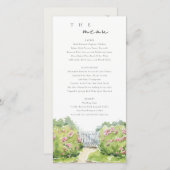 Pastel Waterverf Cottage Garden Wedding Menu Kaart (Voorkant / Achterkant)