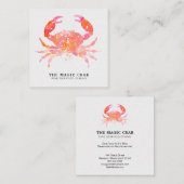 *~* Pastel Waterverf Crab Fine Dining by the Zee Vierkante Visitekaartje (Voorkant / Achterkant)