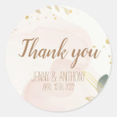 Pastel Waterverf Dank u Ronde Sticker (Voorkant)